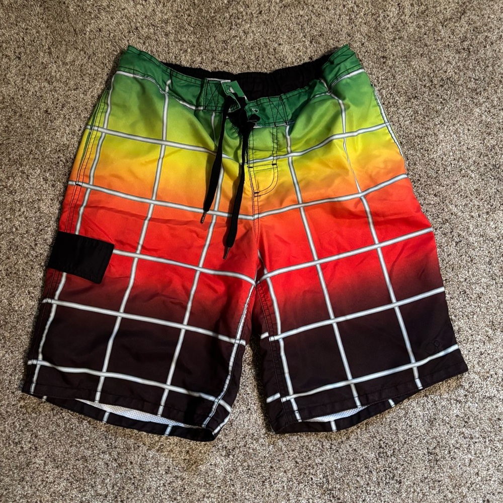Gradient Checkered Men's Swim Shorts